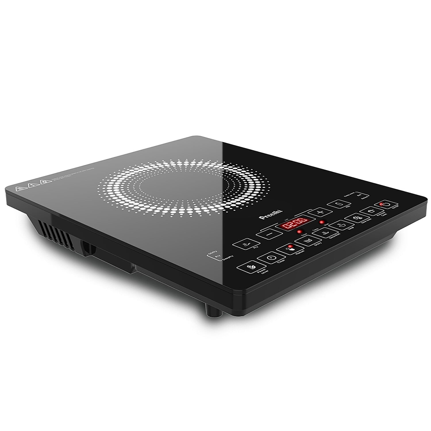 Preethi Indicook IC125 2100-Watt Induction Cooktop, Feather touch operation  with Crystal Glass (Black)