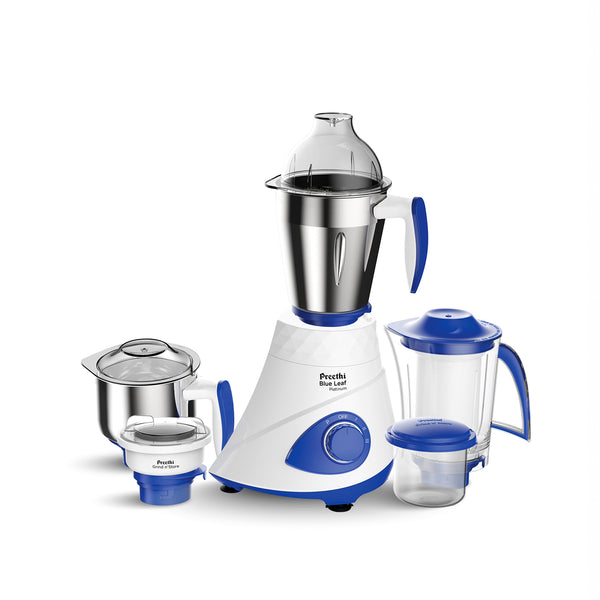 Preethi Blue Leaf Platinum 5.0 Mixer grinder | 15 Years of Trust, Now with upgraded design | 750 watt, 4 jars incl Super Extractor & Grind 'N' Store jar | Lifelong Free Service