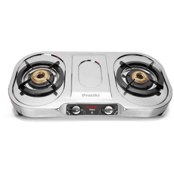 Preethi Vesta, 2 Burner Stainless Steel Gas Stove, 5 Yr Body & Burner Warranty