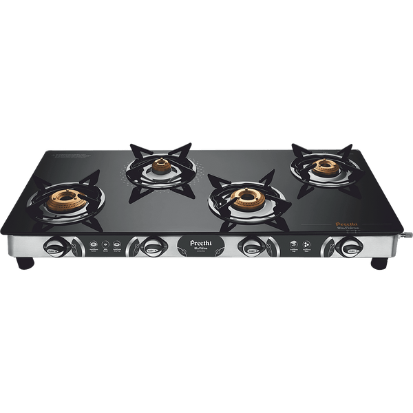 Preethi Blue Flame Jumbo Max 4 Burner Glass Top Gas Stove