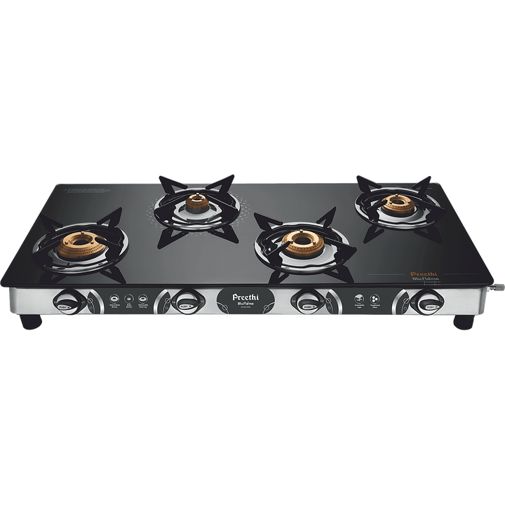 Preethi Blue Flame Jumbo Max 4 Burner Glass Top Gas Stove