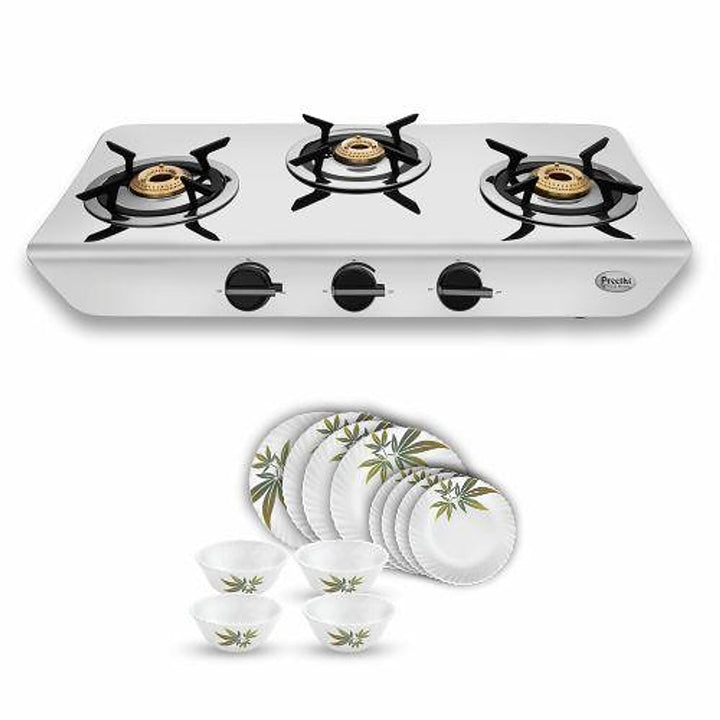 Preethi Stylo Steel 3B + Free Novo 12 Pc Dinner Set