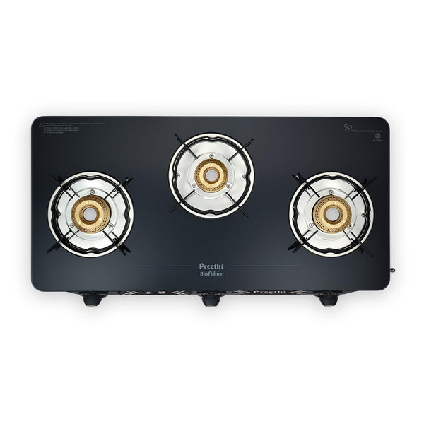 Preethi Alya 3 Burner Glass Top Gas Stove