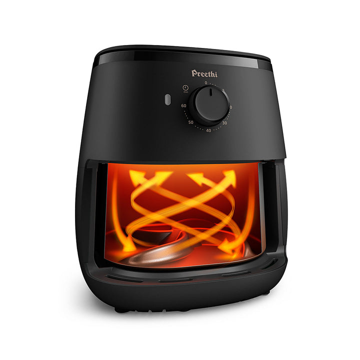 PREETHI  AIRPOT APT001/80, uses up to 90% less fat, 1500W, 3.7 L, with Fast Flux Technology (Black), Large