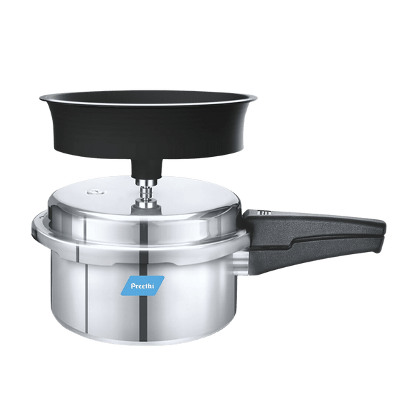 Preethi Induction Base Aluminium Outer Lid Pressure Cooker, 3 Litres-(Spill Splash Shield) PC 023