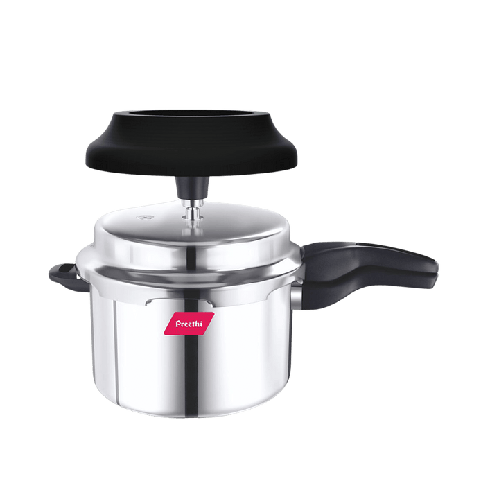 Preethi Induction Base Stainless Steel Outer Lid Pressure Cooker, 5 Litres, Silver-(Spill Splash Shield) PC 026