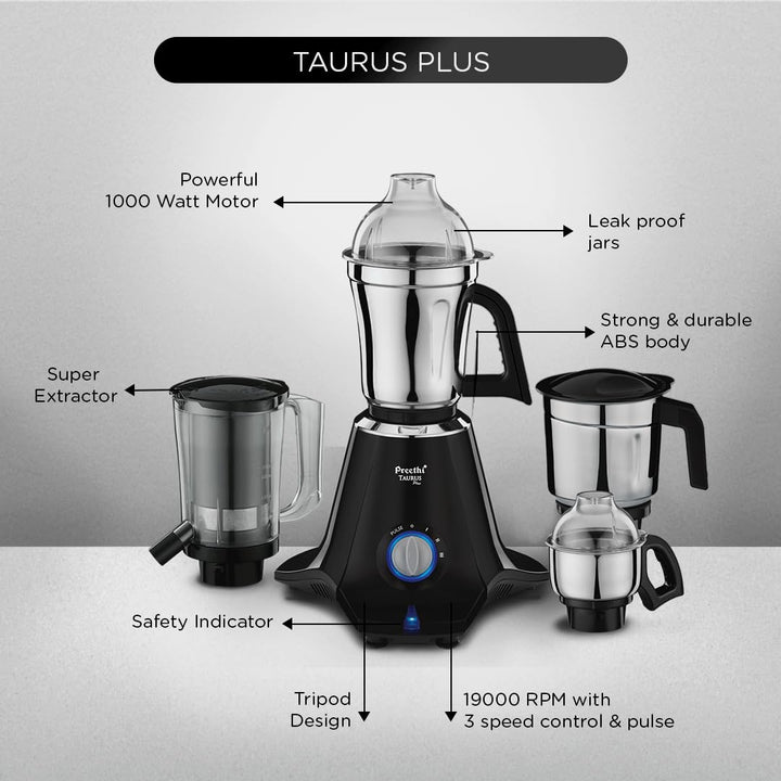Buy Preethi Taurus Plus 1000 Watt Mixer Grinder Online