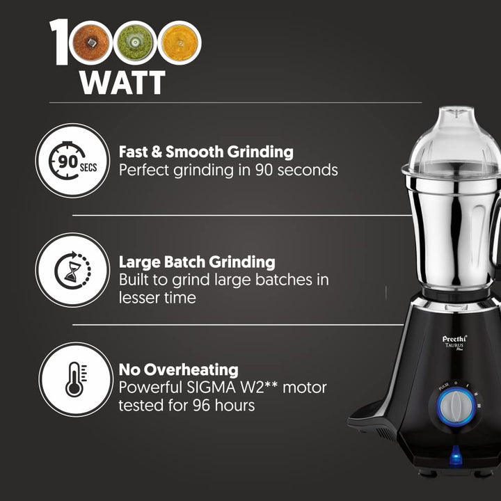 Buy Preethi Taurus Plus 1000 Watt Mixer Grinder Online