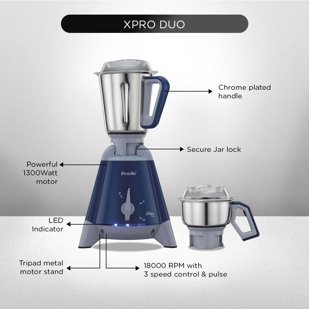 Buy Preethi Xpro Duo 1300 Watt Mixer Grinder Online